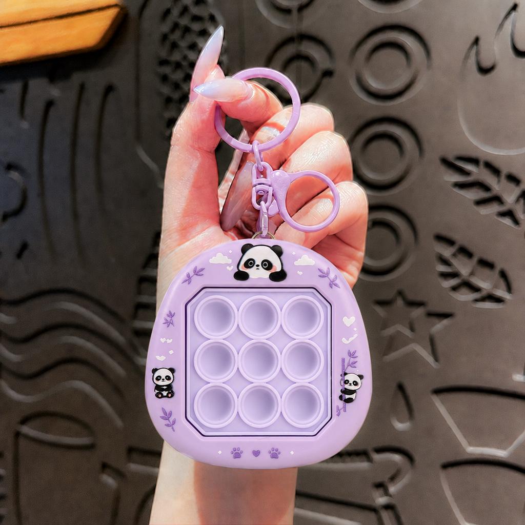 New cartoon panda reset pinch music keychain cute cartoon decompression toy student schoolbag pendant gift3 pcs MOQ, mix styles