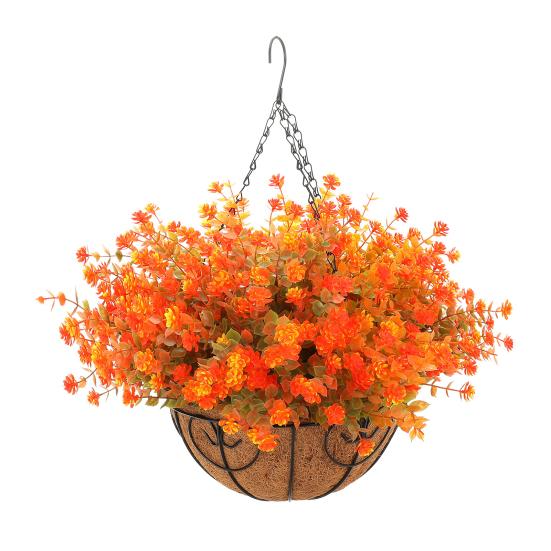 Осенняя подвесная корзина с искусственными цветами, устойчивая к УФ-лучам, для улицы, сада, двора