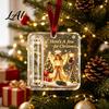 Holiday Cash Holder Christmas Gift Ornament Acrylic Angel Santa Cat Money Clear for Xmas Tree Party Hanging Decoration with Lanyard