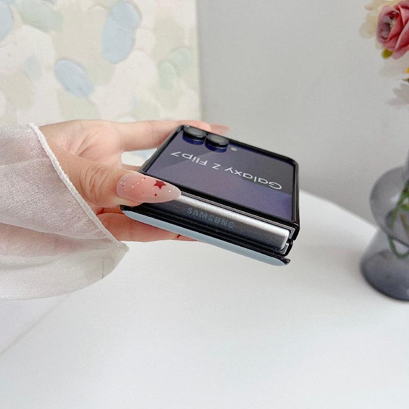 Однотонный чехол-бампер из кожи с текстурой Morandi для Samsung Z Flip7, ударопрочный, складной, из твердого ПК