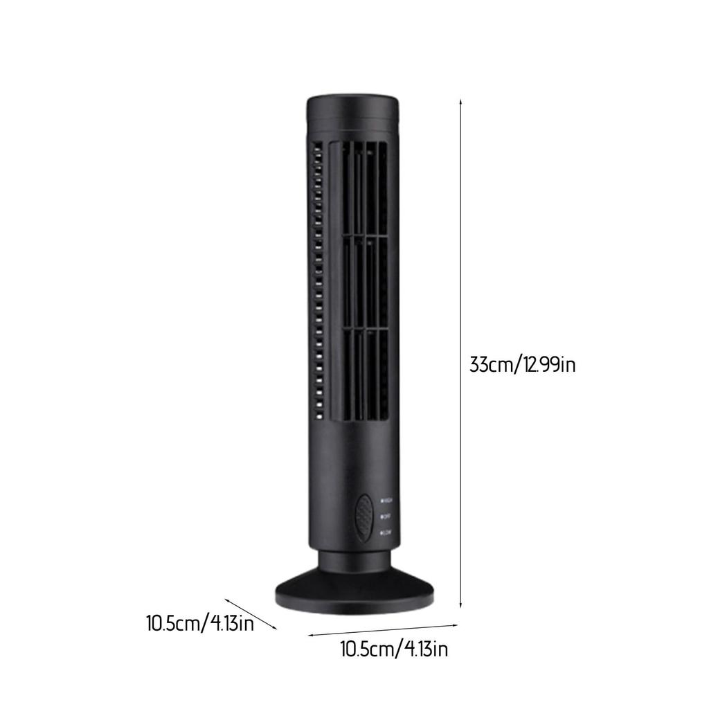 Bedroom Tower Fan USB-Powered Portable Design Black
