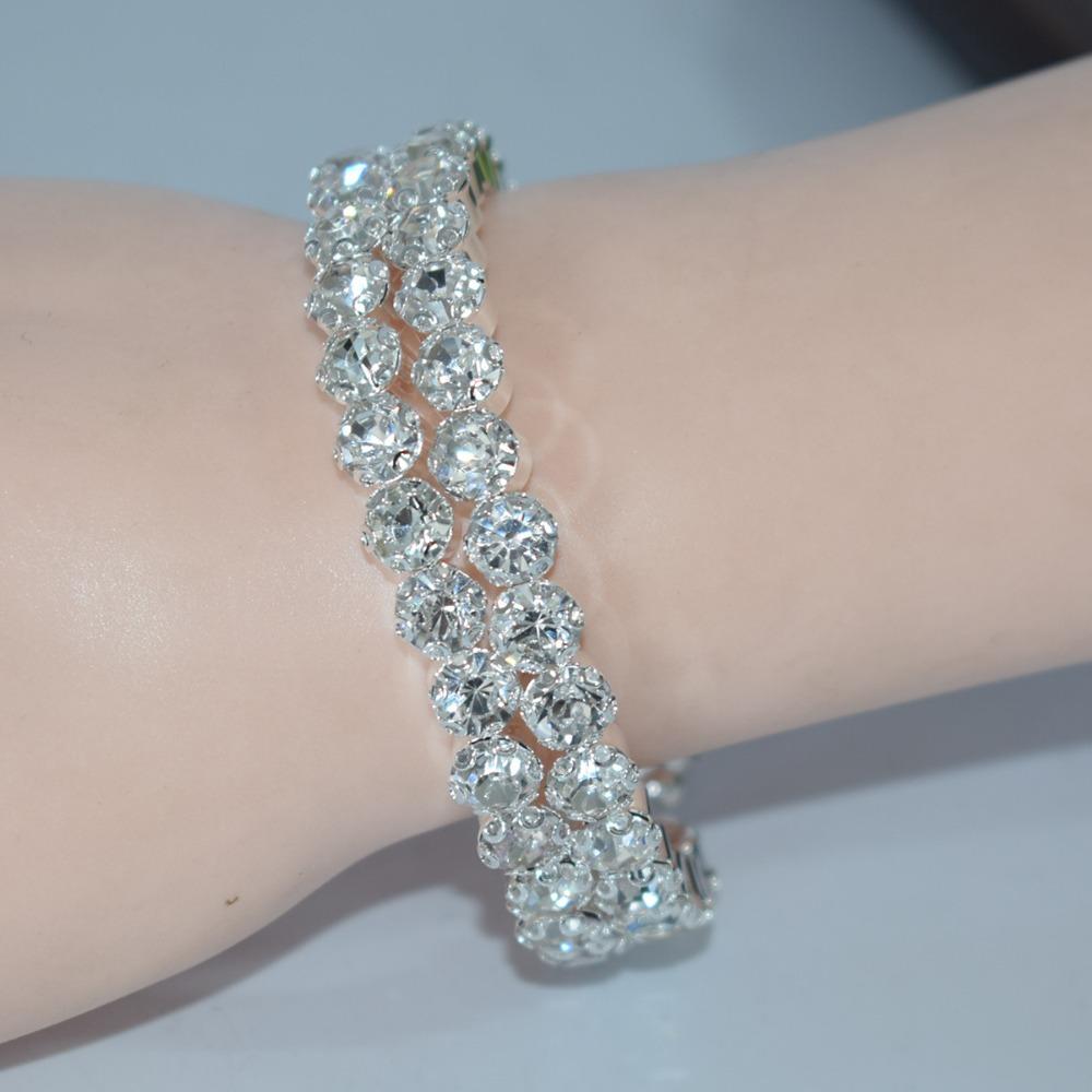 Хрустальные стразы Рука Браслет на запястье Кольцо Пять рядов Браслеты Мода Хрустальные браслеты Женщины