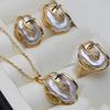 New Natural Freshwater Baroque Pearl Necklace and Earrings For Women,18K Gold Plating Big Pearl Jewelry Sets Wedding Gift