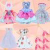 10 Pcs/Set 5 Doll Lace Dress for 30cm Doll 11.5'' Girl Doll 5 High Heels Shoes Party Wear Clothes Mini Gown KIdsToy Accessories