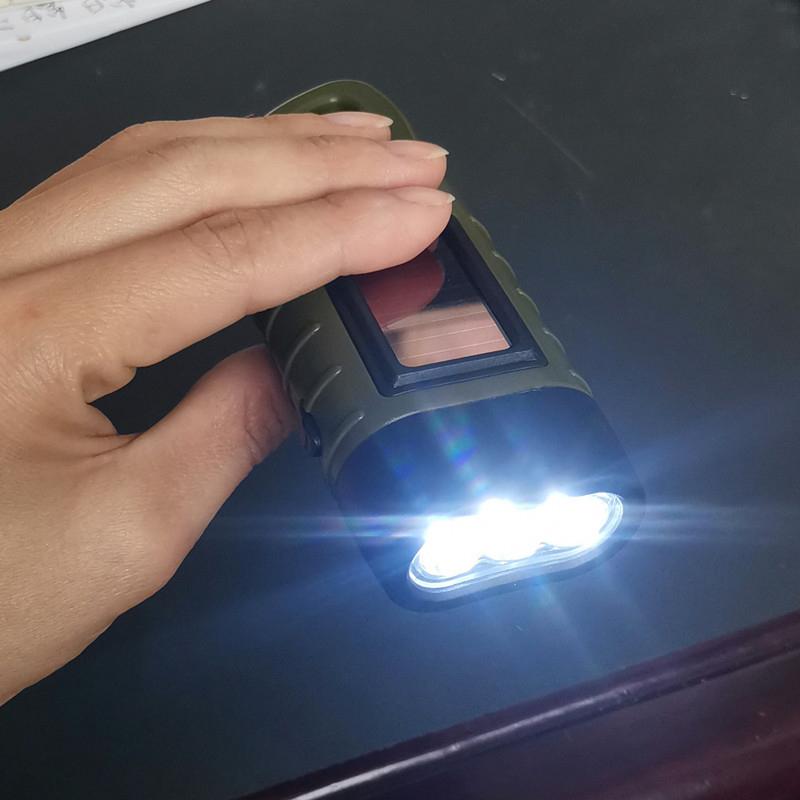 Led Flashlight Hand Crank Solar Powered Rechargeable Survival Gear Self Powered Charging Torch Dynamo For Fishing Boating Hiking