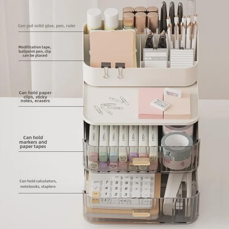 Органайзер для канцелярских принадлежностей и косметики с выдвижными ящиками для офисных и студенческих столов