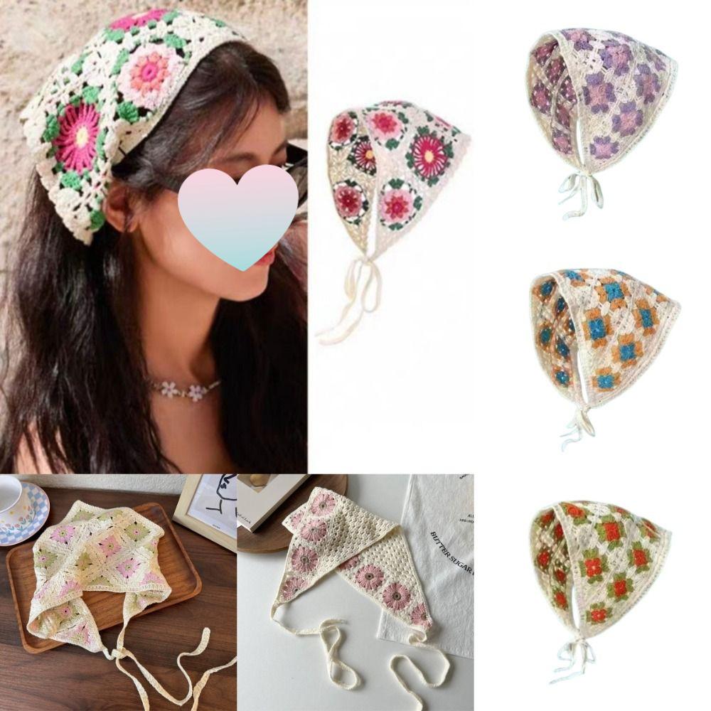 Little Daisy Headscarf Hat Multicolor Hair Band Triangular Turban Scarf for Spring Summer Outdoor