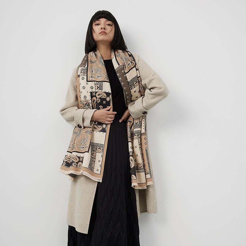 Plaid Imitation Cashmere Scarf Women'S Warm Letters Thickened Versatile Shawl Thick Jacquard Scarf