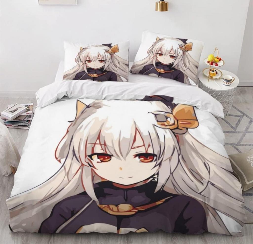 Мультяшный комплект постельного белья с аниме-девушкой, 3 предмета, 3D-принт, аниме-пододеяльник на молнии, подростковое микрофибровое постельное белье с 2 наволочками