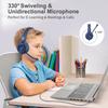 SIMOLIO Wired Headphones for Kids with Microphone, Flexible Rotating Boom Mic, Over-Ear Headset for School Students, K-12 Teachers, E-Learning,