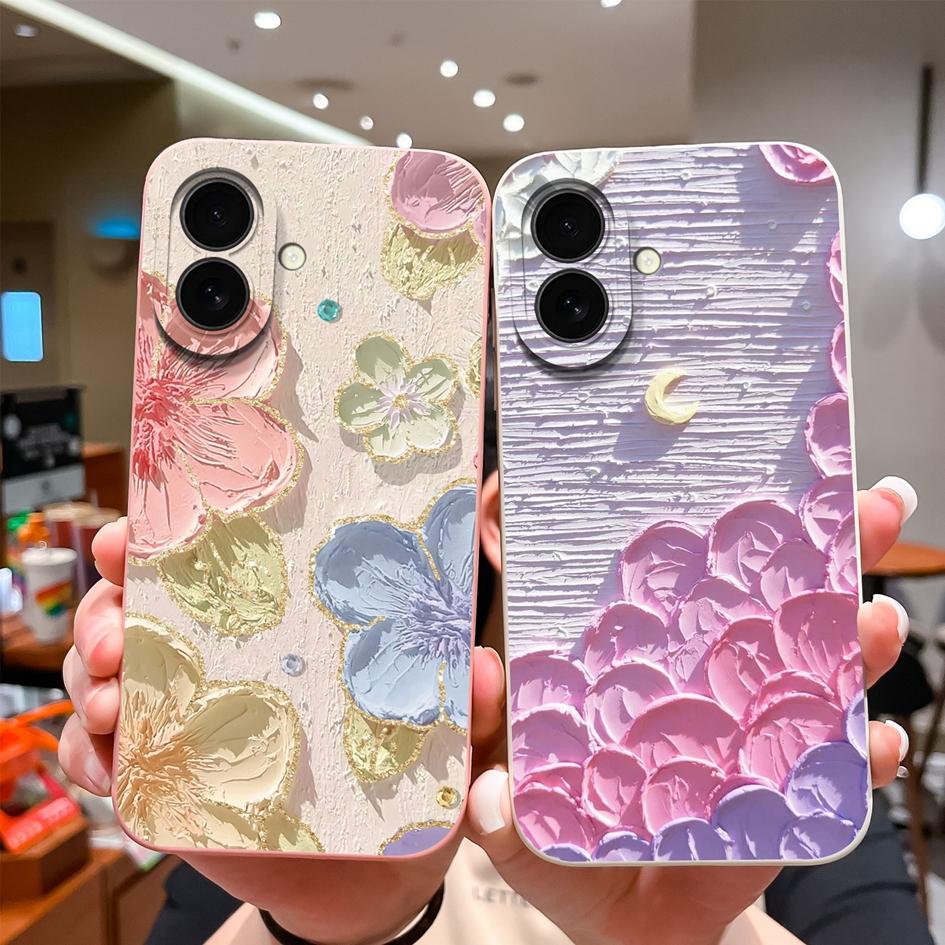 Для Apple iPhone 16 Plus 16pro 16promax новый чехол симпатичный цветочный узор облаков мягкий тонкий жидкий силикон высокое качество ударопрочный чехол для iPhone чехол Capas