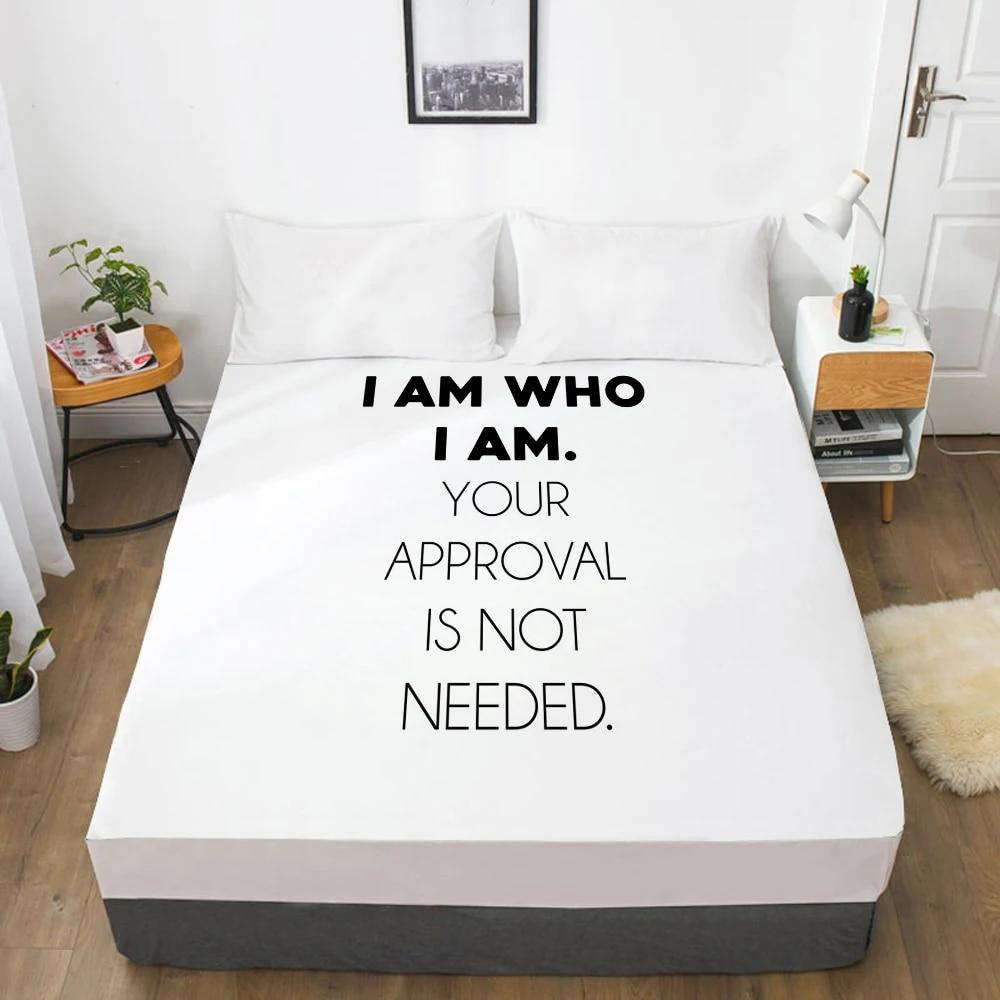 White Letter Fitted Sheets Mattress Cover With Elastic Band 3D Bed Sheet Linens 200x220 160x200 Bed Sheet Customize Size/design