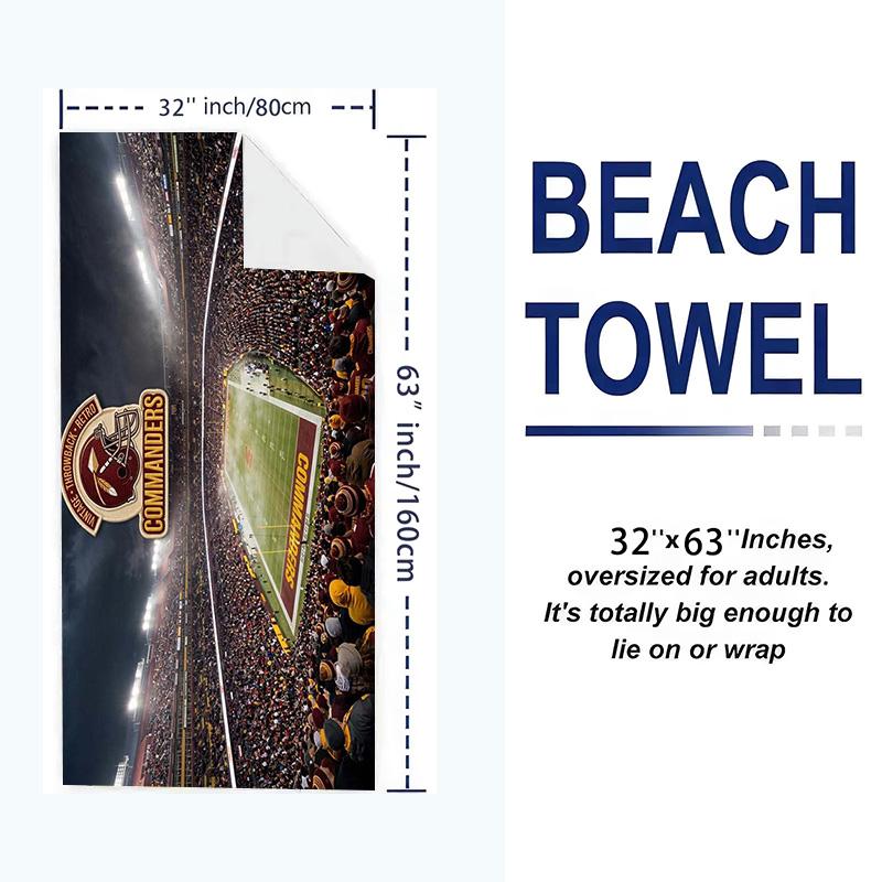 Washington Redskins Logo Print Beach Towel, Large Soft Quick Dry Towel for Beach Camping Swimming