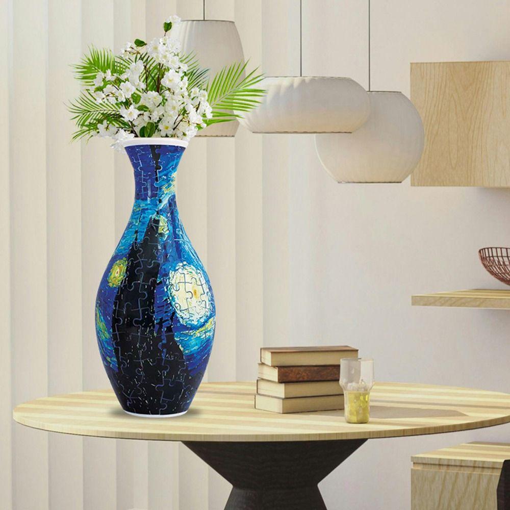 160 Curved Plastic Puzzle 3D Puzzlef Flower Vase DIY Arts Home Ornaments Puzzle Kit  for Adults