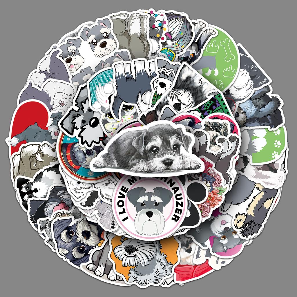 50 Schnauzer Graffiti Stickers Personalized Cartoon Cute Dog Decorative Mobile Phone Case Water Cup Waterproof Stickers