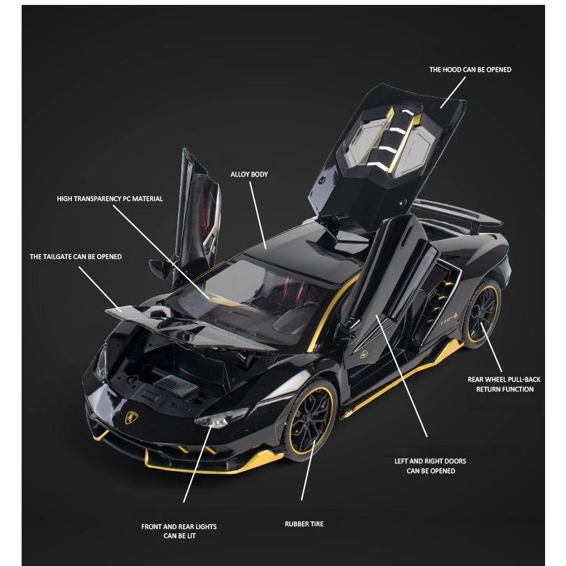 1/24 Lamborghini LP770-4 модель автомобиля из сплава, спортивная машина, звук, супер гоночный подъемный механизм, горячее колесо для детских подарков
