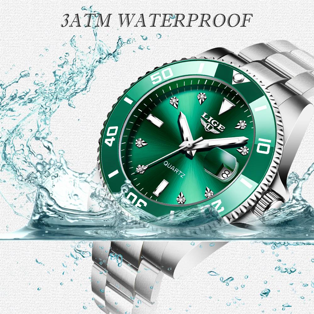 LIGE Новые лучшие брендовые роскошные мужские часы модные повседневные водонепроницаемые кварцевые часы с датой