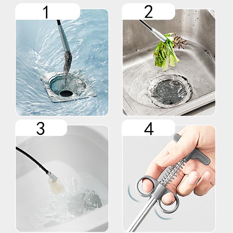 Sewer Pipe Dredging Extractor Flexible Grabber Claw Reacher Tool Drain Clog Remover Cleaning Tool For Sewer Sink Toilet