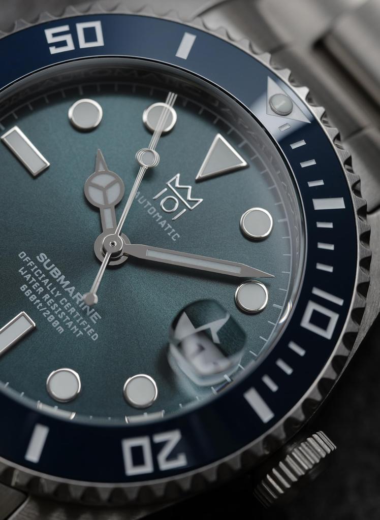 NEW Model Hyakuichi 38mm 20 ATM Water Resistant Automatic Watch Ceramic Bezel Date Mechanical Watch Automatic Winding Deep Aqua [HYAKUICHI 101] No.16D