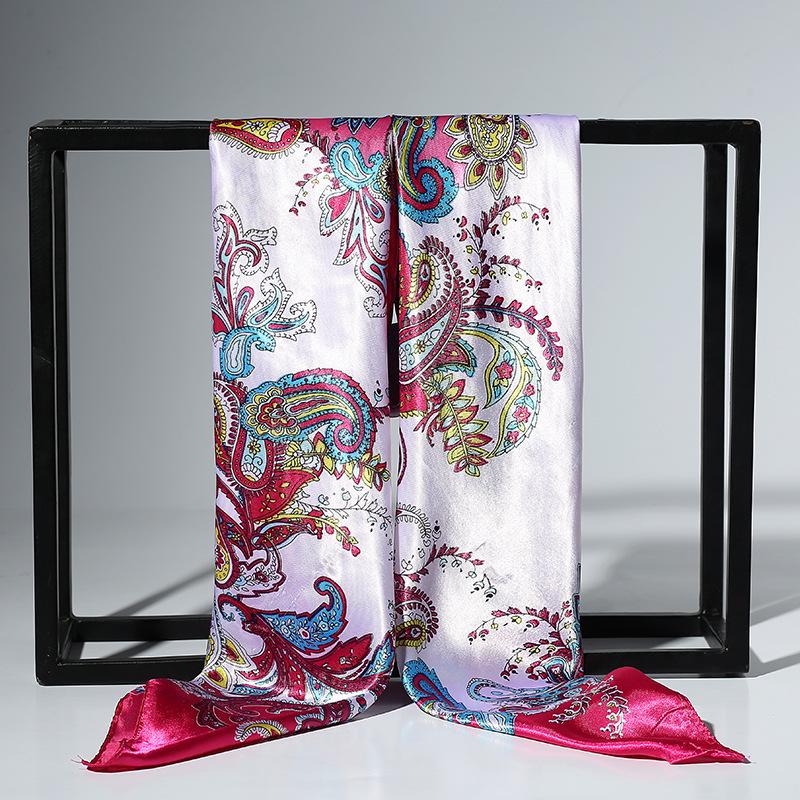 Korean Dongdaemun Cashew Flower Silk Scarf - Large Square, All-Match for Ladies