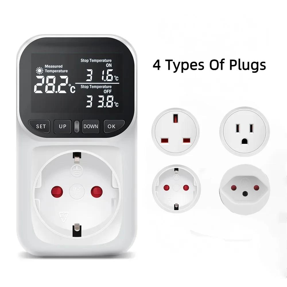 Цифровой регулятор температуры розетка термостат ЕС вилка 220 В с таймером переключатель Отопление Охлаждение для холодильника аквакультура
