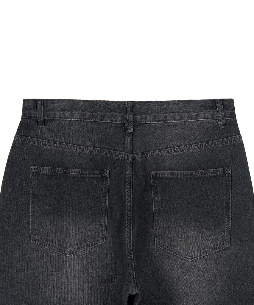 EXCONTAINER Deep Washed Wide Denim Pants (Washed Black)