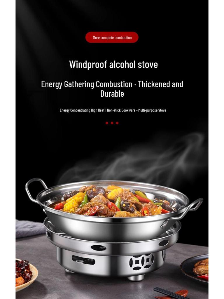 Сухой горшок-плита из нержавеющей стали: Компактная жаровня (хот-пот) на спирту для домашнего и коммерческого использования