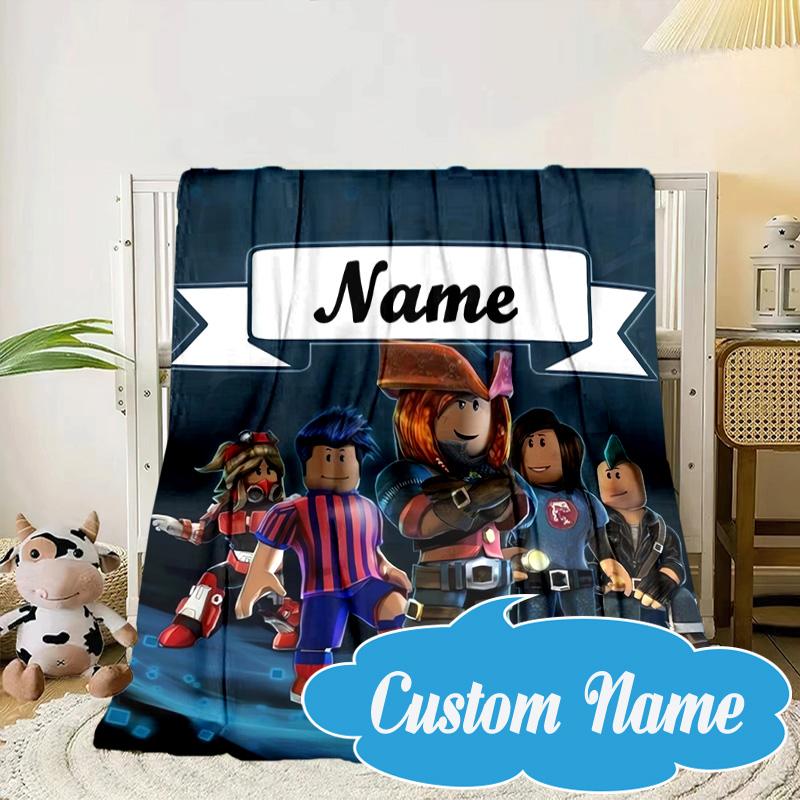 Custom Name Ro-blox Adventure Quests Blanket bed sofa Blanket Flannel Blanket for Camping, Hiking, Picnic Essentials,gift for Fan family