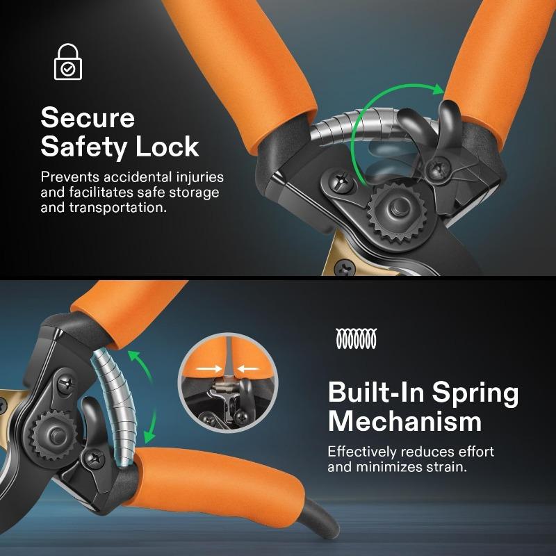 8,5-дюймовый обходной секатор - Сверхмощные садовые ножницы с ультраострыми лезвиями SK5, режущая способность 3/4 дюйма