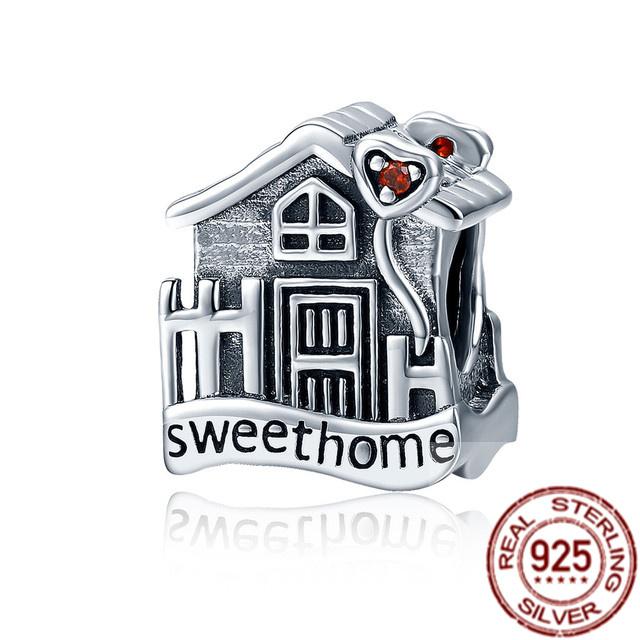 Fit Original Fasion Bracelet Necklace Happy Heart House Padlock Key Dangle Charm Silver 925 Beads For Women Fashion Jewelry