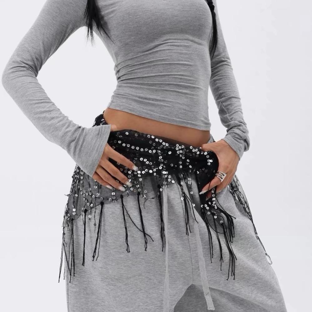Jeans Decor Tassels Belt Hip-hop Sequin Waistband Jazz Dance Hip Scarf  Waist Accessories