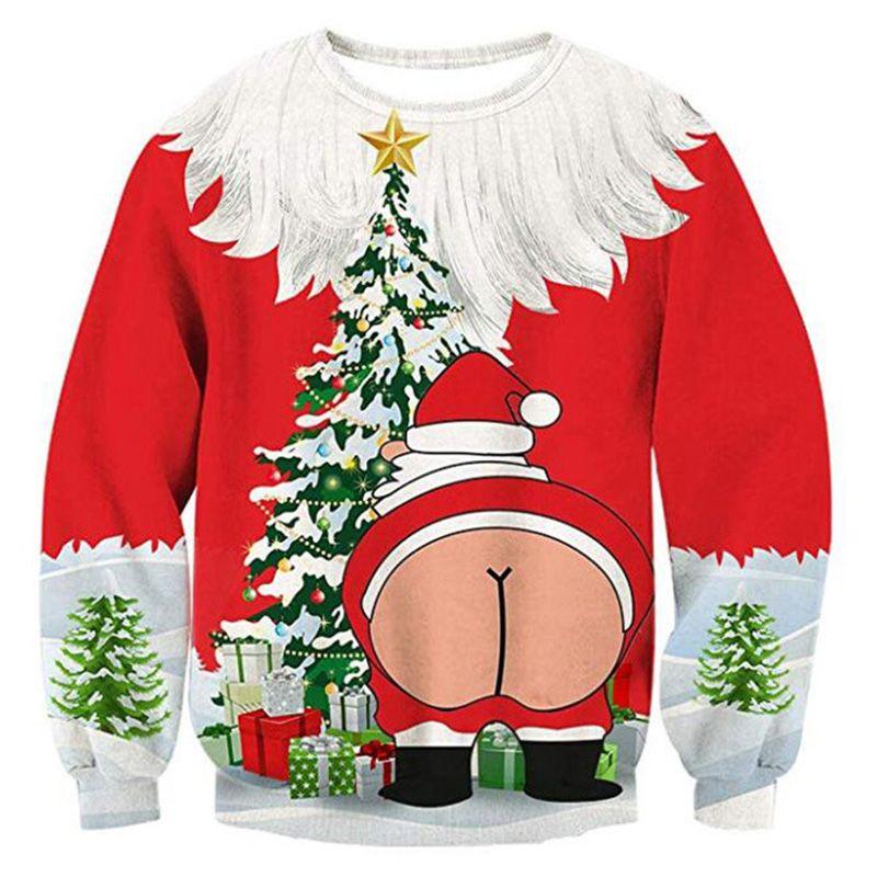 Уютный и праздничный 3D свитер с уродливым рождественским принтом, с круглым вырезом, для женщин и мужчин