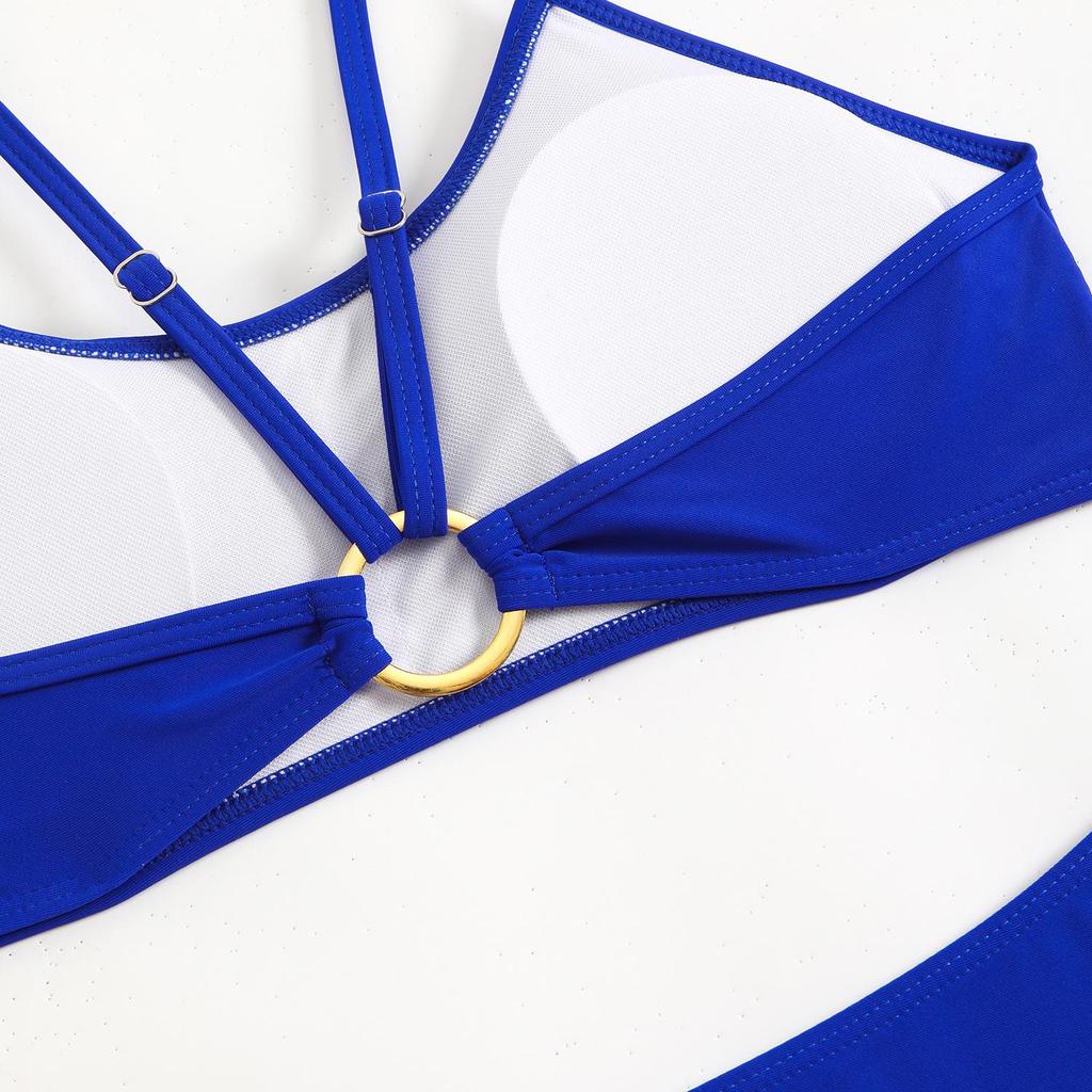 2025 European & American Solid Color Women's Sexy Bikini Swimwear - High-End Hot Spring Design