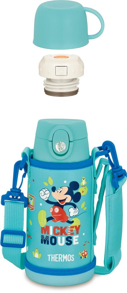 Thermos Water Bottle Vacuum Insulated Bottle Mickey Mint Blue Straw Cup for Children Going To Kindergarten or School MBL 2-Way 0.6L/0.64L FJO-601WFDS