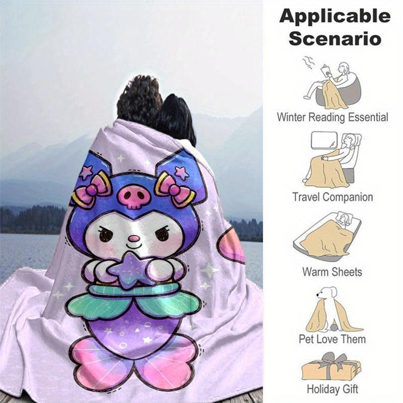 1pc. Cute Kawaii Meowth Cat Print Blanket - Perfect for Home, Office, Outdoor Use & G