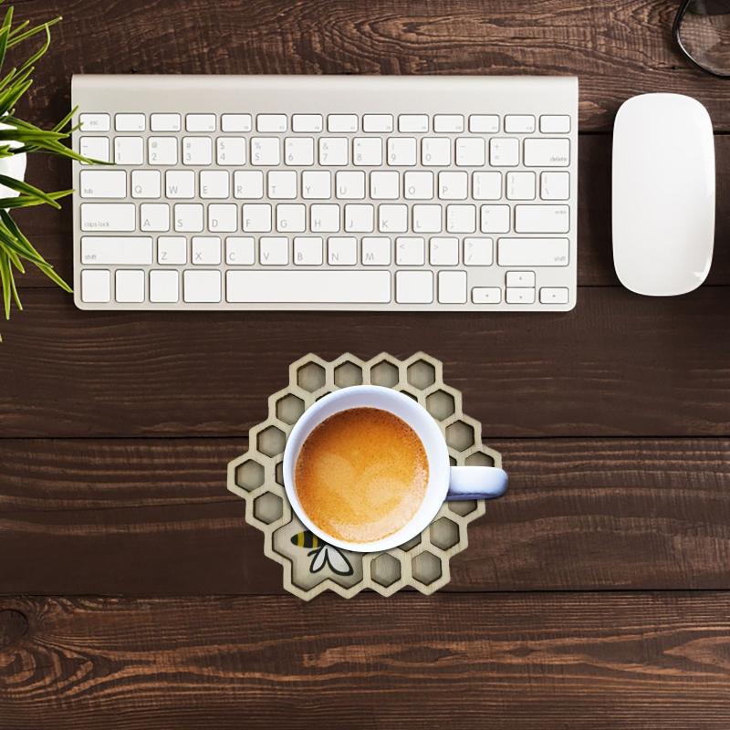 Деревянные подставки для чашек Животное Пчела Подставки на стол Подставки Пчелиное гнездо Подставки Подставки под чайные и кофейные кружки Подкладка для напитков Термостойкий Домашний декор