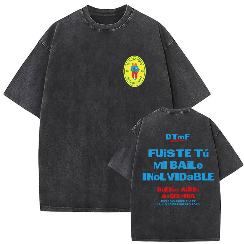 Vintage Washed Bad Bunny Debi Tirar Mas Fotos 2026 Graphic Tshirts Men Women Harajuku Hip Hop Loose ONeck Short Sleeve Tshirt