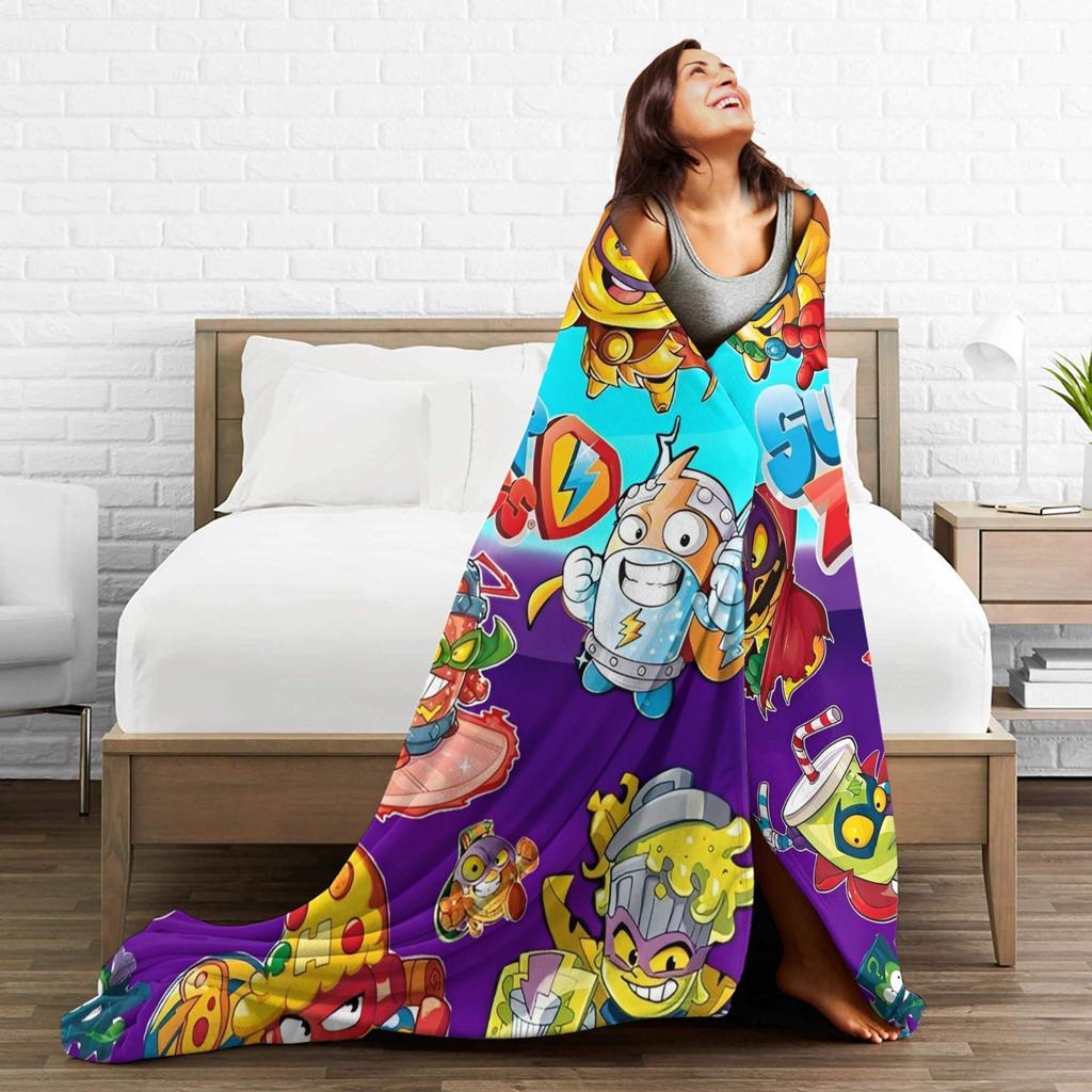 Super Soft Super Zings Throw Blanket Premium Flannel Fleece Lightweight Funny Superzings Bed Blanket Cozy Fluffy Blankets