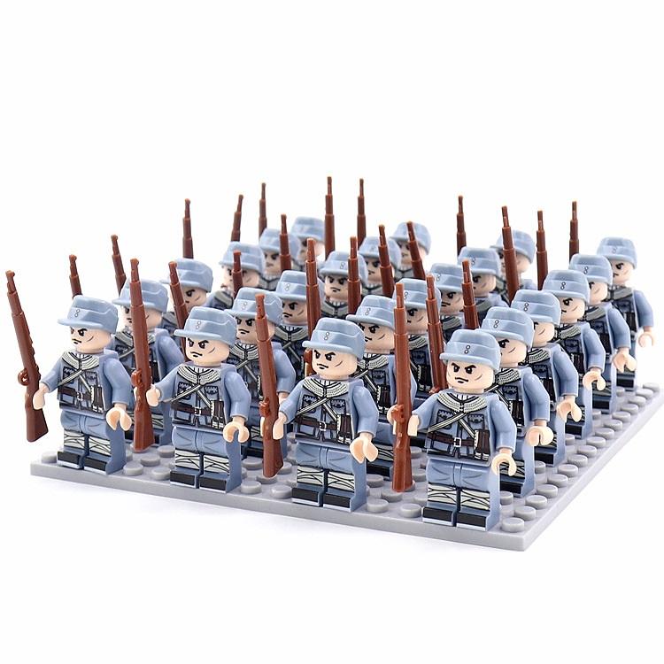 24PCS/SET World War II Military Soldiers Rifle Weapons Gun Figures Parts Blocks Assembly DIY Model Building Kits Toys
