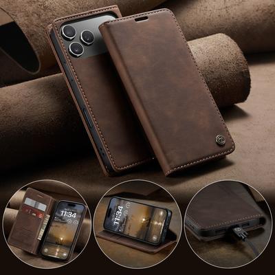 CaseMe Роскошный Ретро Магнитный Флип Чехол из ПУ Кожи для iPhone 17 Air/17 Pro Max/17E Кошелек Держатель для Карт Чехол для Телефона Coque