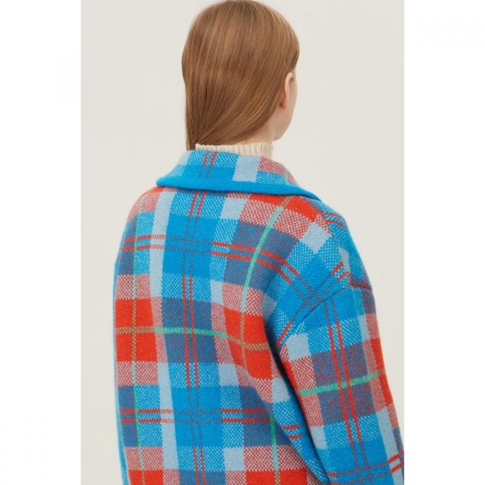 Benetton Check Jacquard Knit Cardigan Bakc56361 Bl