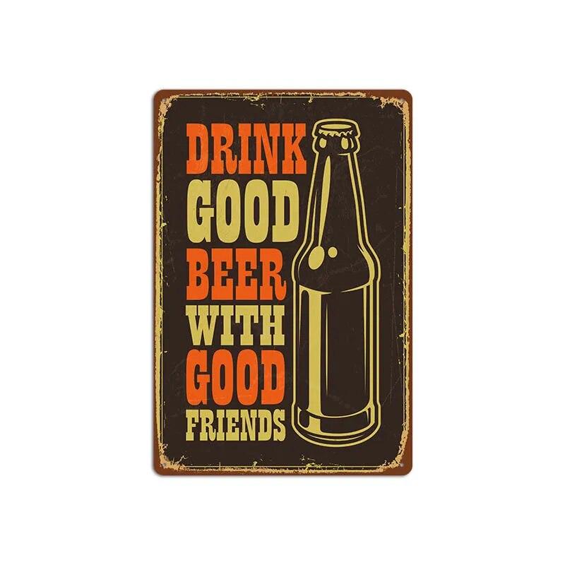 Vintage Cold Beer Metal Tin Sign 2023 New Iron Sheet Bar Background Wall Decoration Painting American Frameless Decorations