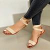 Новые летние модные уличные пляжные удобные однотонные сандалии с открытым носком, женская обувь с запахом лодыжки