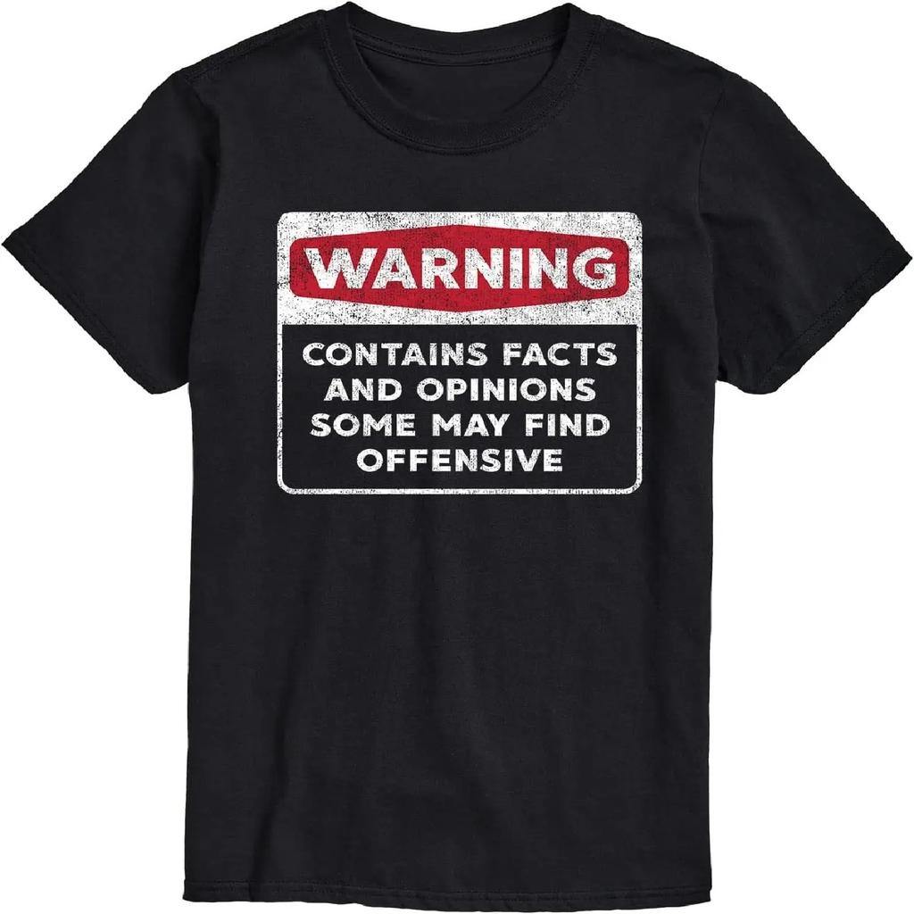 Instant Message - Warning Contains Facts and Opinions - Men's Short Sleeve Graphic T-Shirt