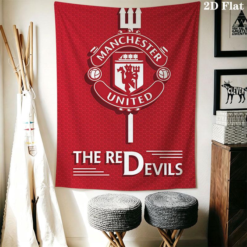 Man Utd Q Wall Hanging Printed Fabric Blanket Decorative Tapestries for Bedroom Living Room Home Decor