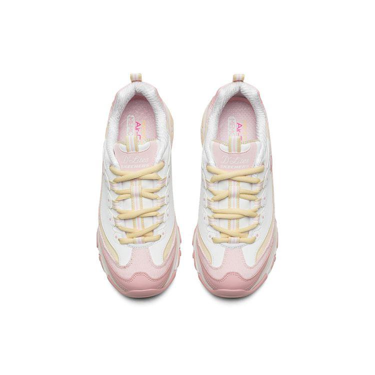 Skechers DLites 1.0 Ткань Синтетическая кожа Молочный чай Медведь Персик Женские кроссовки Белый Розовый 149906-PKYL