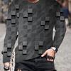 3D Print Long Sleeve Crew Neck Chic Geometric T-shirt for Men  Stylish Spring Fall Essential  Comfortable Daily Wear