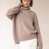 Winter Women's Versatile Solid Color Sweater Temperament Warm Women's High Neck Sweater Knitted Laydown Shirt