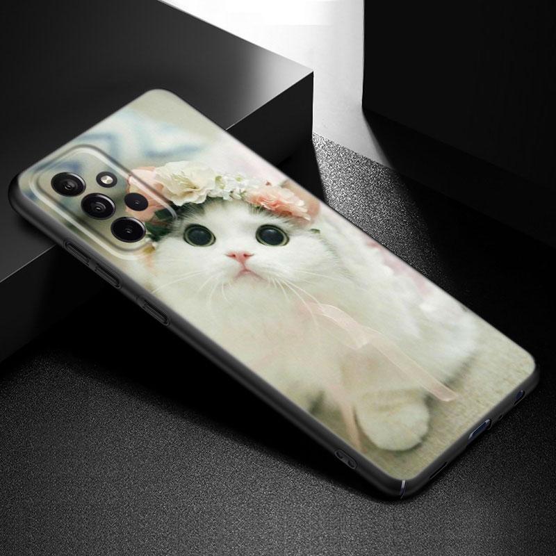 Funny Cat Dog Phone Case For Samsung Galaxy A21 A30 A50 A52 S A13 A22 A32 A33 A53 A73 5G A11 A12 A31 A51 A70 A71 A72 Black Cover