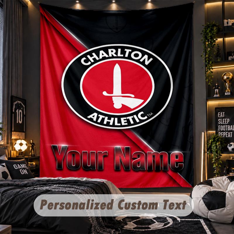 TapestryCharlton Athletic Custom Name Text Personalized Wall Hanging Tapestry Home Wall Decor
